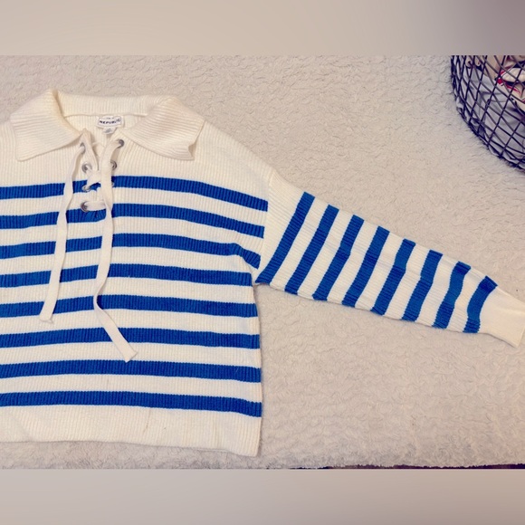 For The Republic Sweaters - NWOT Blue and White Striped Sweater